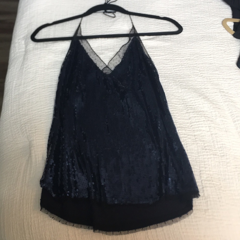 blue halter top